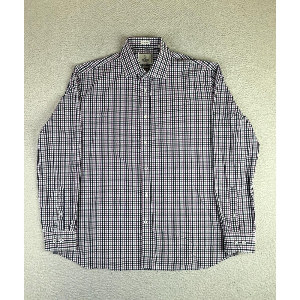 Todd Snyder Mens 17.5 34/35 Purple Check 2-Ply Cotton Long Sleeve‎ Dress Shirt